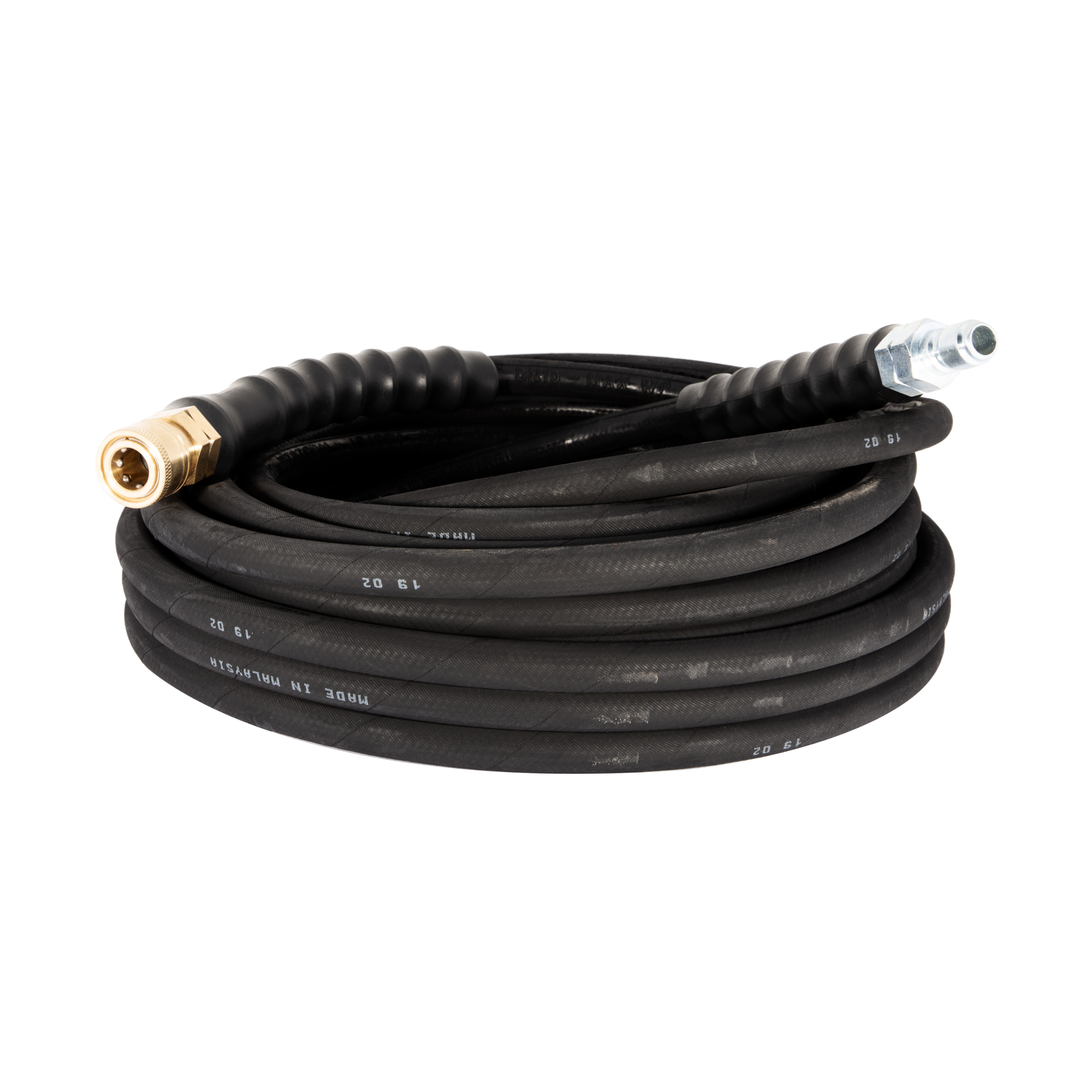 BE Power Equipment Wire-Braided Pressure Washer Hose with Quick Connects, 50ft. x 3/8in., 4000 PSI, Black